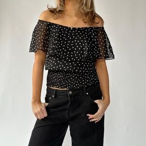 Polka Dot Off Shoulder Blouse Small